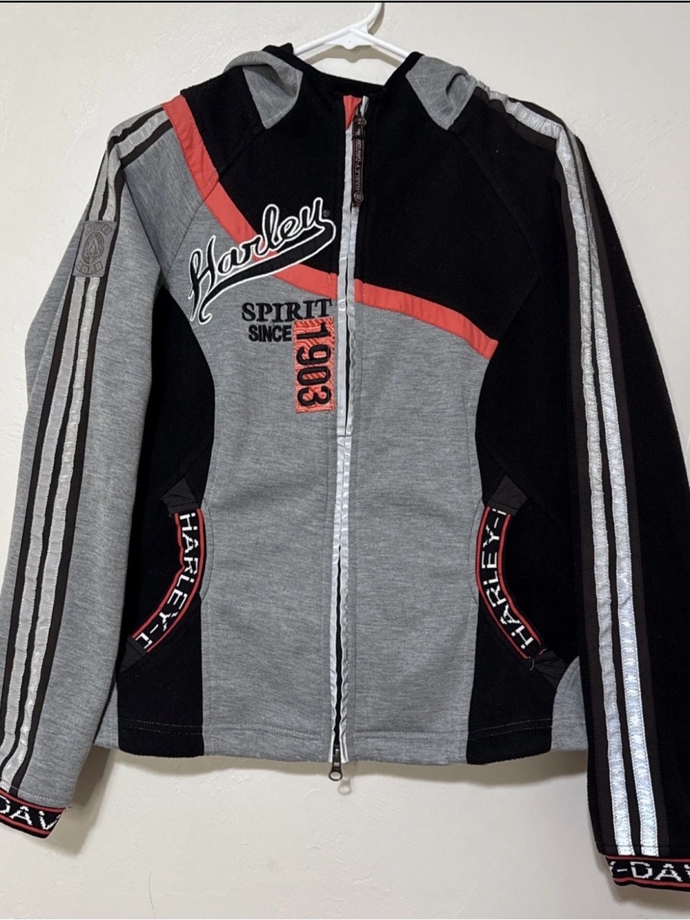 Harley-Davidson Women's Gray, Black & Red Zip Jacket